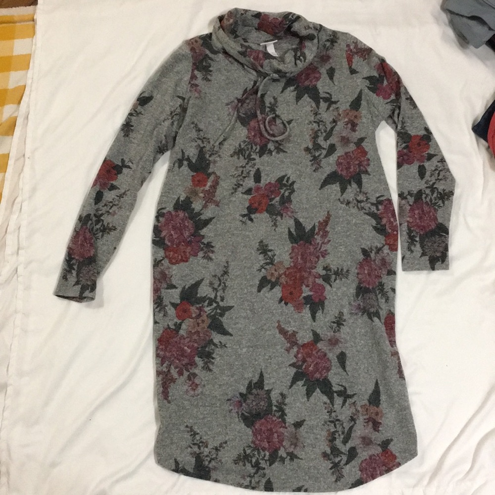 Cowl neck maternity sweater dress